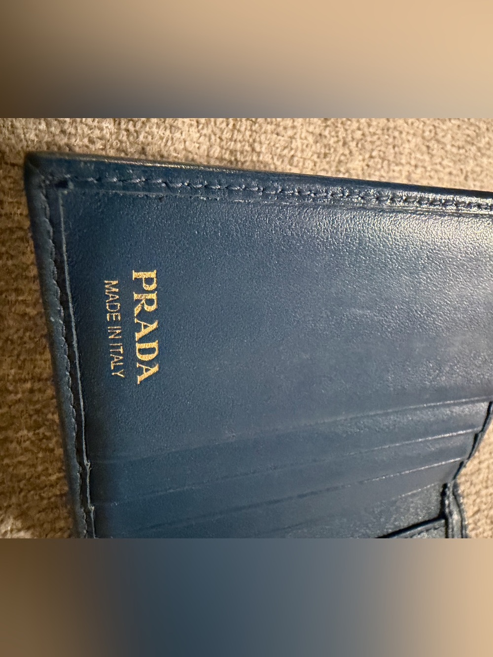 Prada Trifold Blue Leather Compact Wallet - Picture 3 of 5
